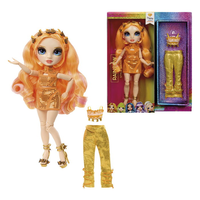 MGA Rainbow High Style Icons - Poupée Poppy 431626 avec tenues de mode, sacs et coiffure - Collection de poupées articulées +4 ans