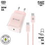 Chargeur Mural + Câble USB-C Muvit for Change Glass GaN Rose
