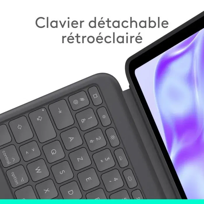 Logitech Combo Touch - Etui clavier AZERTY avec pavé tactile et rétroéclairage pour iPad Pro 13 pouces M4/M5 (2024-2025) - Graphite