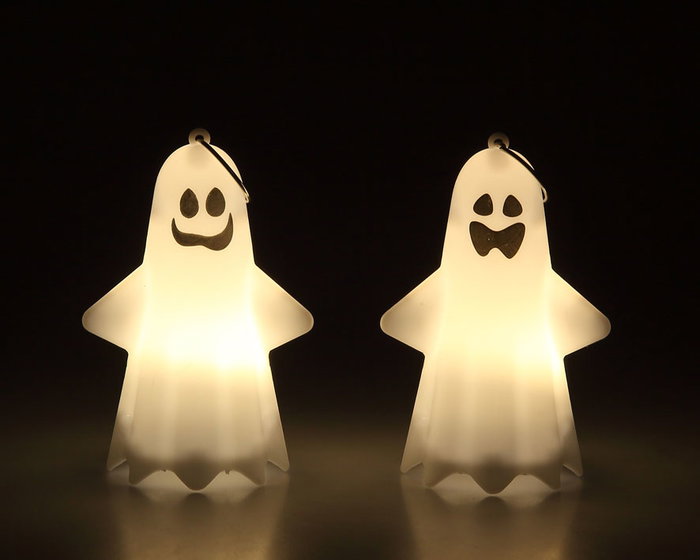 Figurines de fantôme lumineuses LED avec lumière 11x7 cm (Lot de 2) Figurines de fantôme lumineuses LED avec lumière 11x7 cm (Lot de 2)