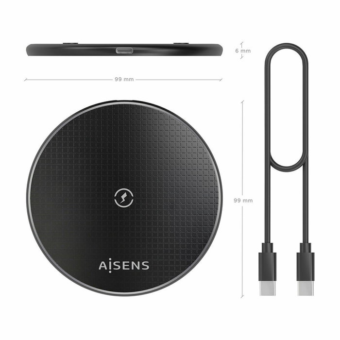 Chargeur sans fil Aisens ASCH-15W1WC058-BK Chargeur sans fil Aisens ASCH-15W1WC058-BK
