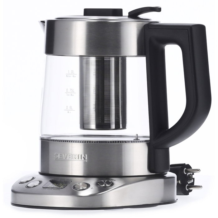 Severin WK 3473 Bouilloire en verre et inox 1L, Argent