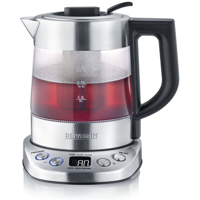 Severin WK 3473 Bouilloire en verre et inox 1L, Argent