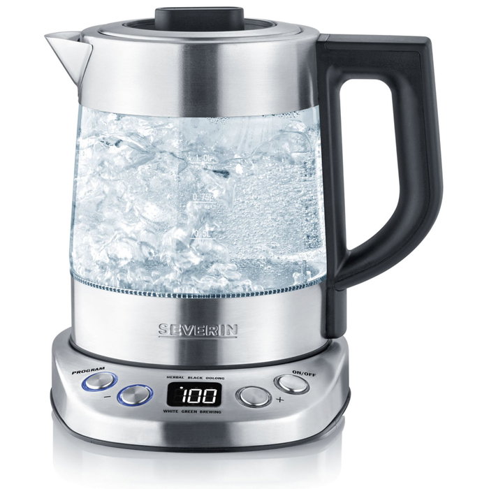 Severin WK 3473 Bouilloire en verre et inox 1L, Argent