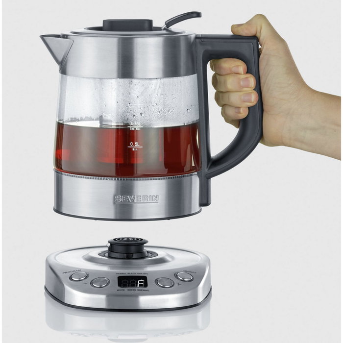 Severin WK 3473 Bouilloire en verre et inox 1L, Argent