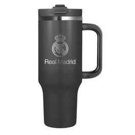SAFTA - Gobelet isotherme Real Madrid - Double paroi acier inoxydable 304 - Isolé sous vide - Sans BPA - Garde les boissons chaudes ou froides