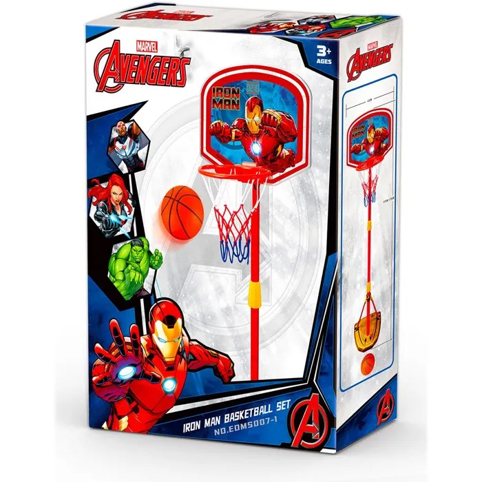 Marvel Panier de basket Iron Man - Panier interactif réglable (100-160 cm) avec sons et lumières et ballon - 550451