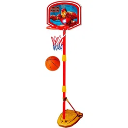 Marvel Panier de basket Iron Man - Panier interactif réglable (100-160 cm) avec sons et lumières et ballon - 550451
