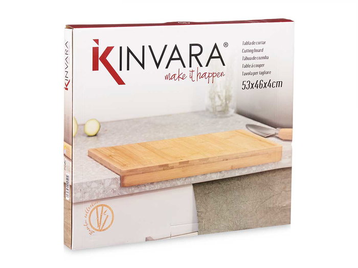 KINVARA Planche à découper en bambou 53x46cm Marron