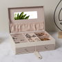 Home Deco Factory Coffret à bijoux avec miroir et séparateurs rose et blanc