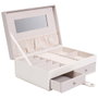 Home Deco Factory Coffret à bijoux avec miroir et séparateurs rose et blanc