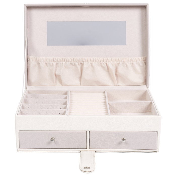 Home Deco Factory Coffret à bijoux avec miroir et séparateurs rose et blanc