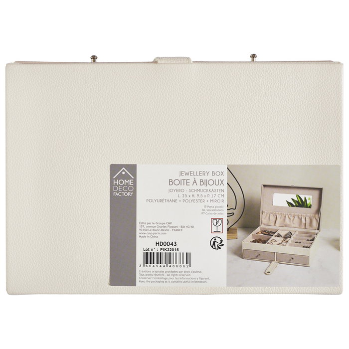 Home Deco Factory Coffret à bijoux avec miroir et séparateurs rose et blanc