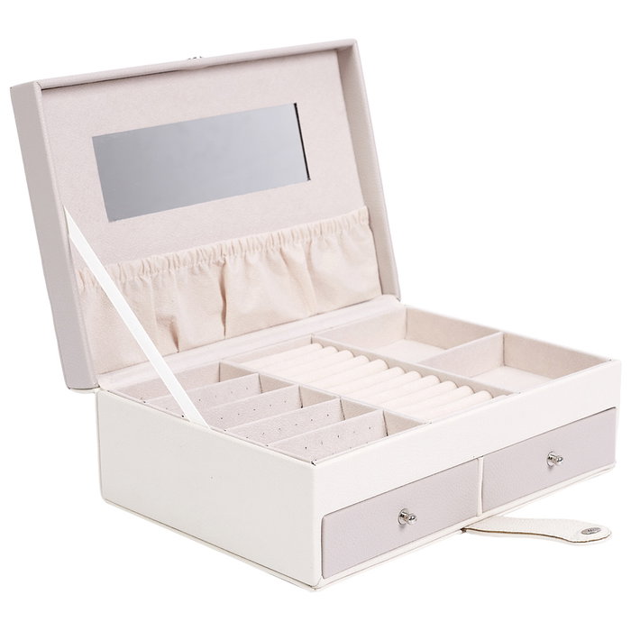 Home Deco Factory Coffret à bijoux avec miroir et séparateurs rose et blanc