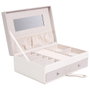 Home Deco Factory Coffret à bijoux avec miroir et séparateurs rose et blanc
