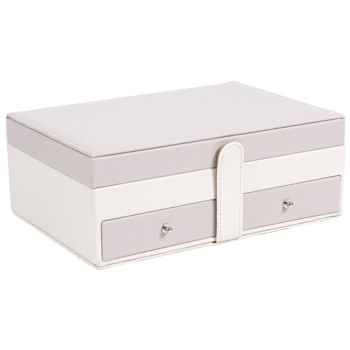 Home Deco Factory Coffret à bijoux avec miroir et séparateurs rose et blanc