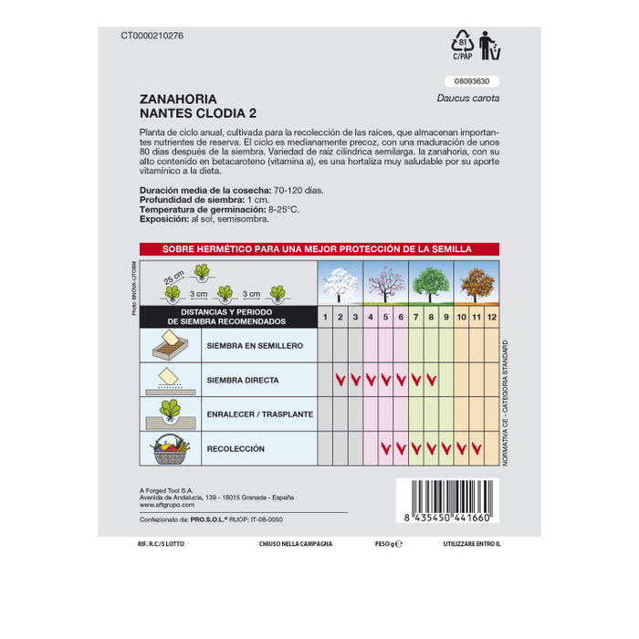 SATURNIA Graines de Carotte Nantes Early (7g)