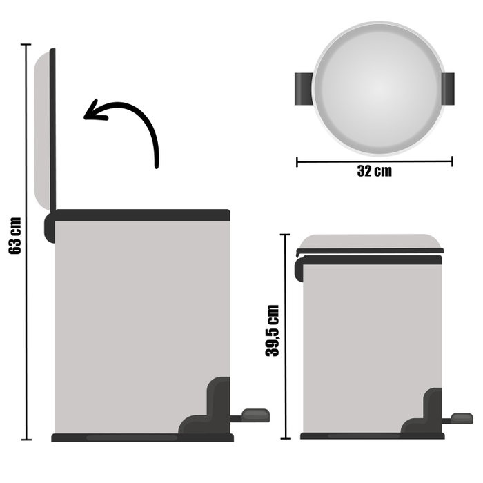 BERILO Poubelle 12L en Acier Inoxydable avec Pédale
