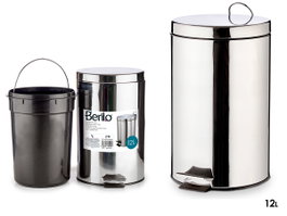 Berilo Poubelle 12L Acier Inoxydable avec Pédale 31x38x25cm (Set de 4)