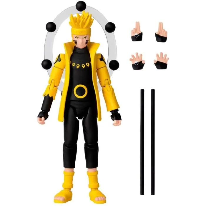 Bandai Figurine Anime Heroes Naruto Shippuden - Naruto Uzumaki Mode Ermite Rikudo (Sage of Six Paths) avec 16 Points d'Articulation, 17 cm, Sphères de Chakra et Accessoires