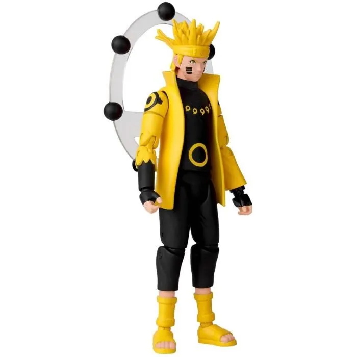Bandai Figurine Anime Heroes Naruto Shippuden - Naruto Uzumaki Mode Ermite Rikudo (Sage of Six Paths) avec 16 Points d'Articulation, 17 cm, Sphères de Chakra et Accessoires