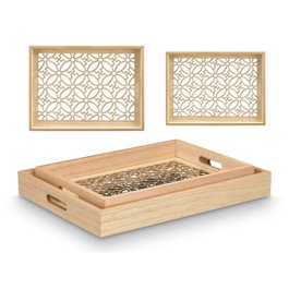GIFTDECOR Set de 2 Plateaux Rectangulaires Motif Floral