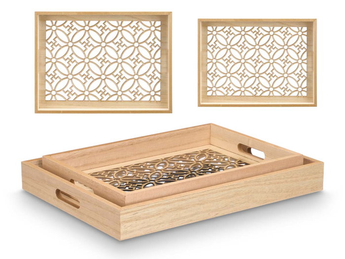 Giftdecor Lot de 2 Bandejas Rectangulaires Flor en Bois et Verre 40,5x5x31 cm (Set de 6) Giftdecor Lot de 2 Bandejas Rectangulaires Flor en Bois et Verre 40,5x5x31 cm (Set de 6)