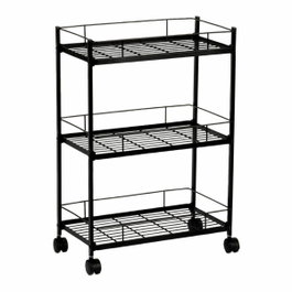 Andrea House Chariot multiusage avec 3 étagères en métal noir