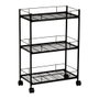 Andrea House Chariot Multiusage avec 3 Paniers Métal Noir 44,5x26,5x64,5 cm