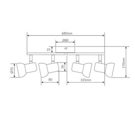 GSC Evolution Série Kaitola Projecteur de plafond quadruple linéaire GU10 Noir