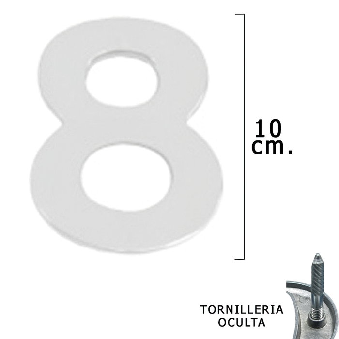 WOLFPACK LINEA PROFESIONAL Chiffre 8 argenté mat 10 cm avec vis WOLFPACK LINEA PROFESIONAL Chiffre 8 argenté mat 10 cm avec vis