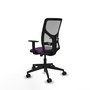 Chaise Motilla Synchro 3 positions tissu Pourpre Maille Gris Base pyramidale noire Accoudoir 1D Sans appui-tête Roulettes 65mm nylon