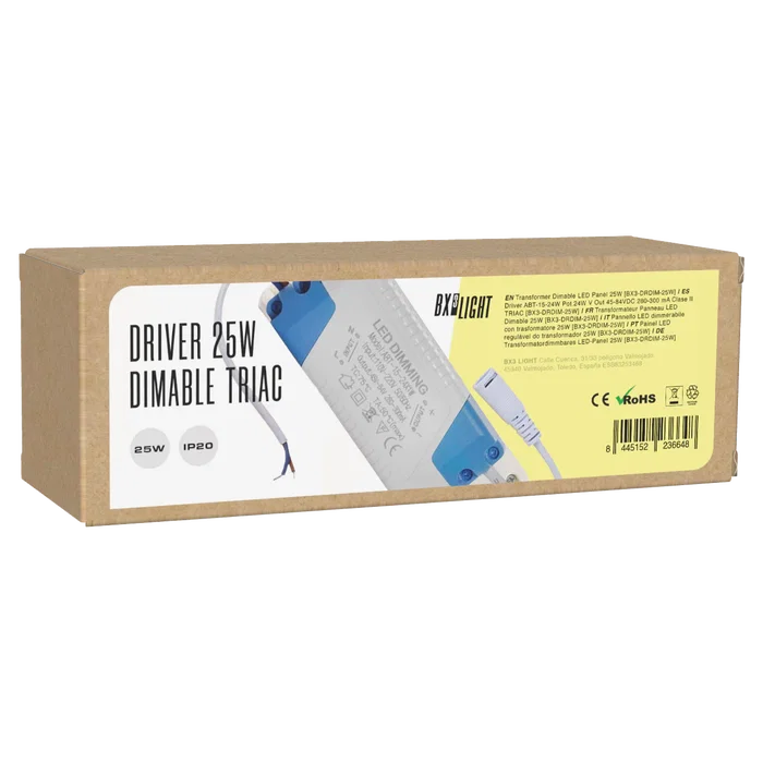 BX3 LIGHT Driver LED ABT-15-24W 24W, Sortie 45-84VDC 280-300 mA, Compatible TRIAC, Classe II - BX3-DRDIM-25W
