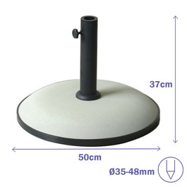 Marbueno Base pour Parapluie Ronde Ciment 50x37 cm 25 kg Blanc Jardin Piscine Terrasse 10453