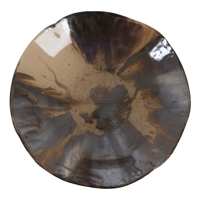 Centre de Table Marron Crème Verre 29 x 29 x 7 cm