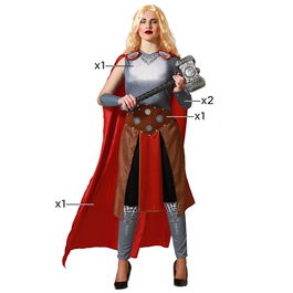 Déguisement femme adulte super-héros costume rouge avec cape, taille XS-S, en polyester
