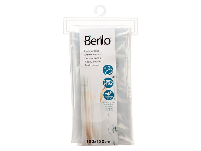 Berilo Rideau de Douche PEVA Transparent 180 x 180 cm (Set de 12) Berilo Rideau de Douche PEVA Transparent 180 x 180 cm (Set de 12)