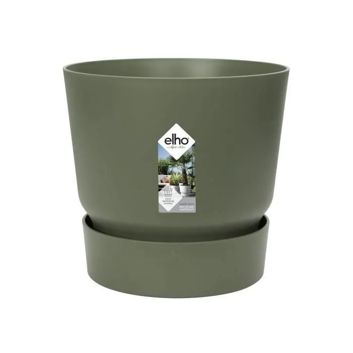 Elho Pot Rond Greenville 40 - Extérieur - Ø 39 x H 36,8 cm - Vert Feuille