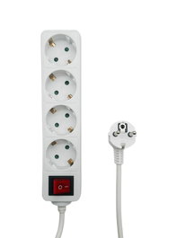 MicroConnect Multiprise Secteur 4 Prises Schuko avec Interrupteur et Protection Enfant - Câble 5m - Blanc