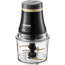 Sencor SCB 4000BK - Hachoir électrique avec 4 lames titane doré et accessoire fouet, Noir