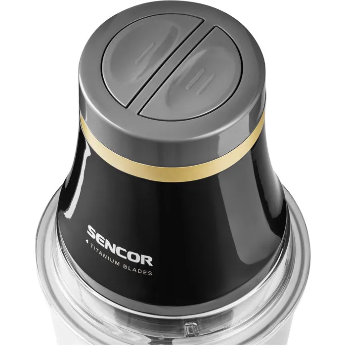 Sencor SCB 4000BK - Hachoir électrique avec 4 lames titane doré et accessoire fouet, Noir