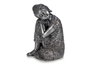 Giftdecor Bouddha Assis Latéral Résine Argent 20x30x20 cm (Set de 4)