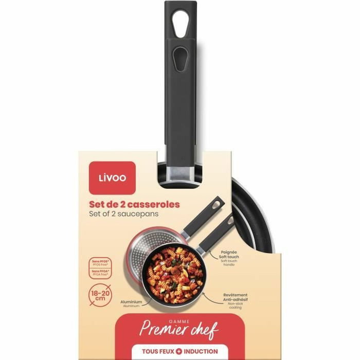 Livoo Set de 2 casseroles MEP154R Rouge Livoo Set de 2 casseroles MEP154R Rouge