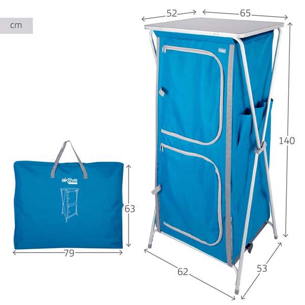 Color Baby - Étagère pliable pour camping et extérieur, dimensions 62 x 53 x 140 cm (L x P x H) Color Baby - Étagère pliable pour camping et extérieur, dimensions 62 x 53 x 140 cm (L x P x H)