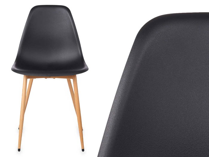 Giftdecor Salle à Manger Chaise Noire 52x82x47 cm Plastique et Métal (Set de 4)