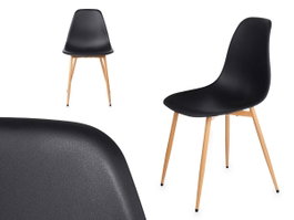 Giftdecor Salle à Manger Chaise Noire 52x82x47 cm Plastique et Métal (Set de 4)