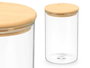 VIVALTO Bocal rond en verre borosilicate avec couvercle en bambou 1,1L