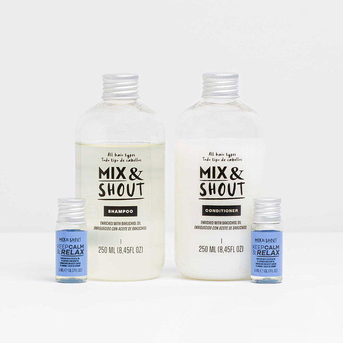 Mix & Shout Routine Apaisante Lot de 4 pièces Shampoing & Après-shampoing Bakuchiol Tous types de cheveux