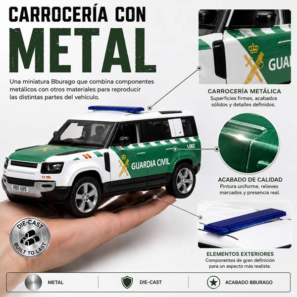Burago Land Rover Defender 110 Guardia Civil, échelle 1:24