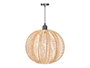 Giftdecor Lampe de Plafond 30 cm Étoile Corde Métal Papier Noir Naturel E27 40W (Set de 4)